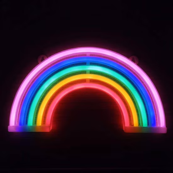 Luz de neón LED alimentada por USB, letreros de neón rosas, lámparas de mesa Iris