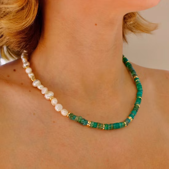 Ethnic Style Natural Stone Beaded Female Titanium Steel Hand Hung Necklace
