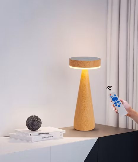 J622 Wood-Grain Rechargeable Cordless Portable LED Desk Lamp Outdoor Waterproof Solar Energy