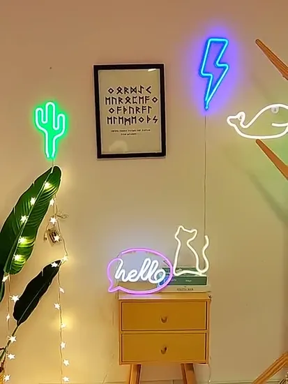 USB Powered LED Neon Light Pink Neon Signs Iris Tabletop Lamps